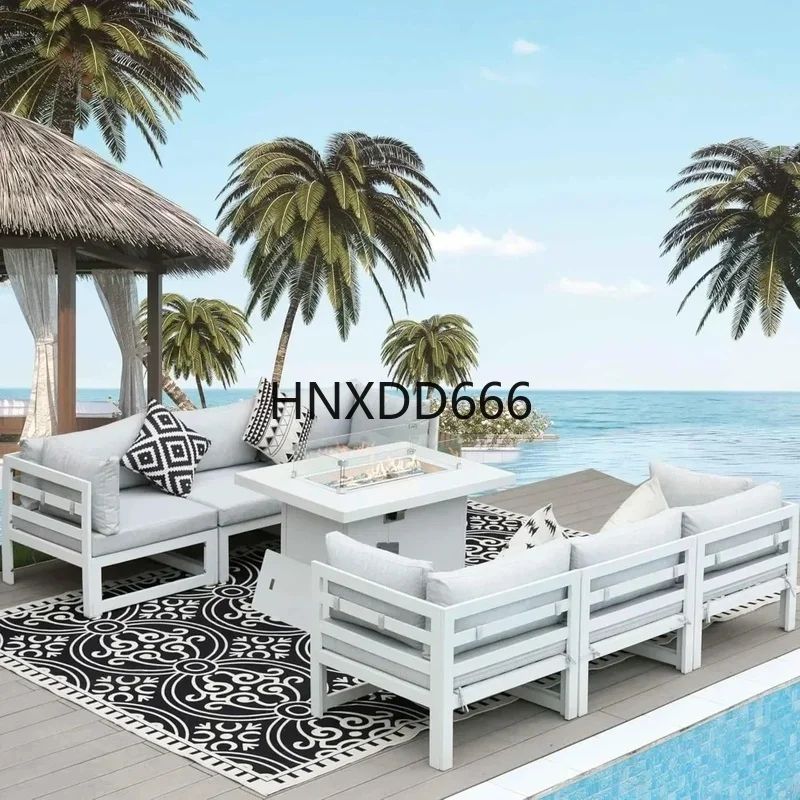 Outdoor Furniture Set With Fire Pit - 7-местный алюминиевый комплект для отдыха на