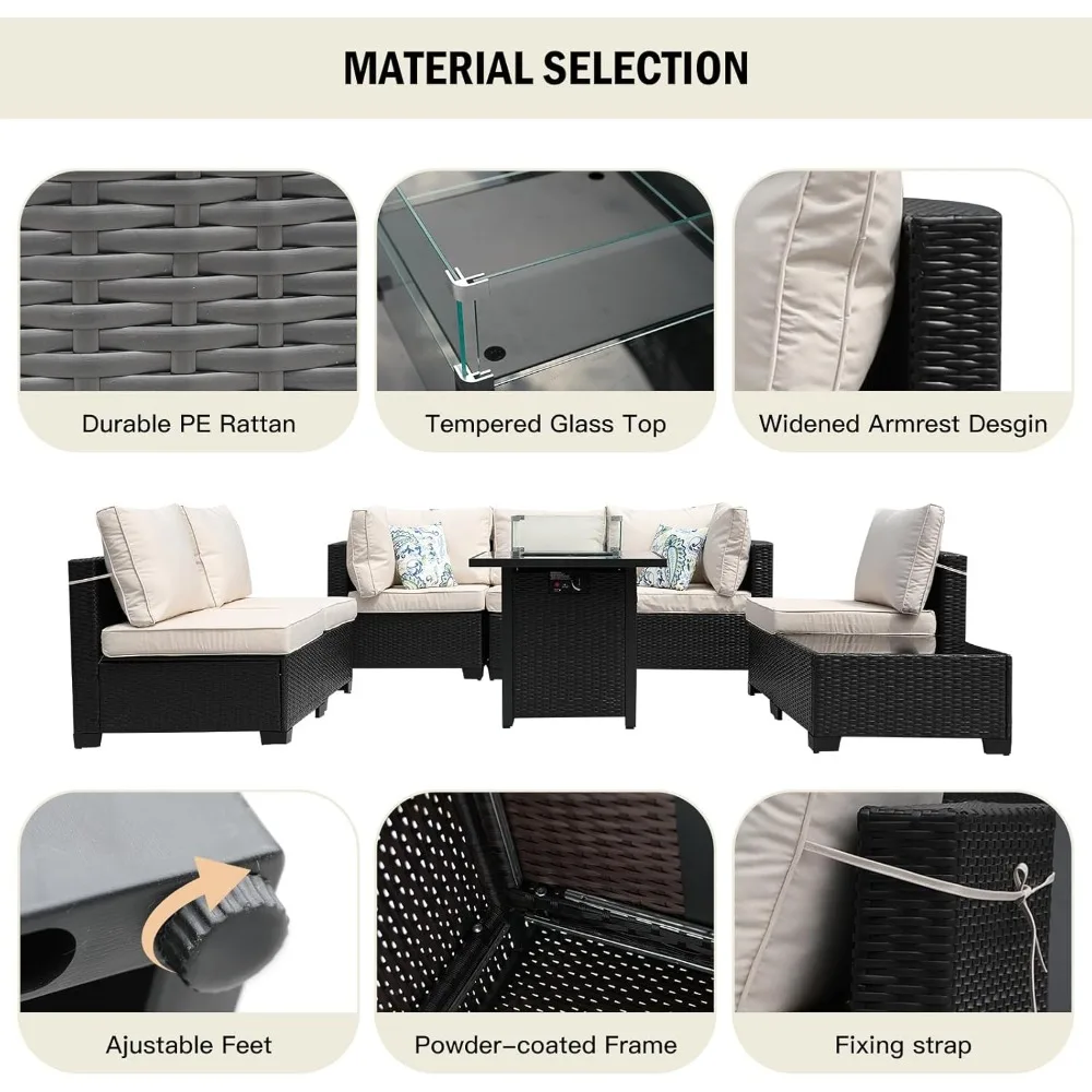 Outdoor Furniture Set With Fire Pit - Мебель для патио из 8 предметов,