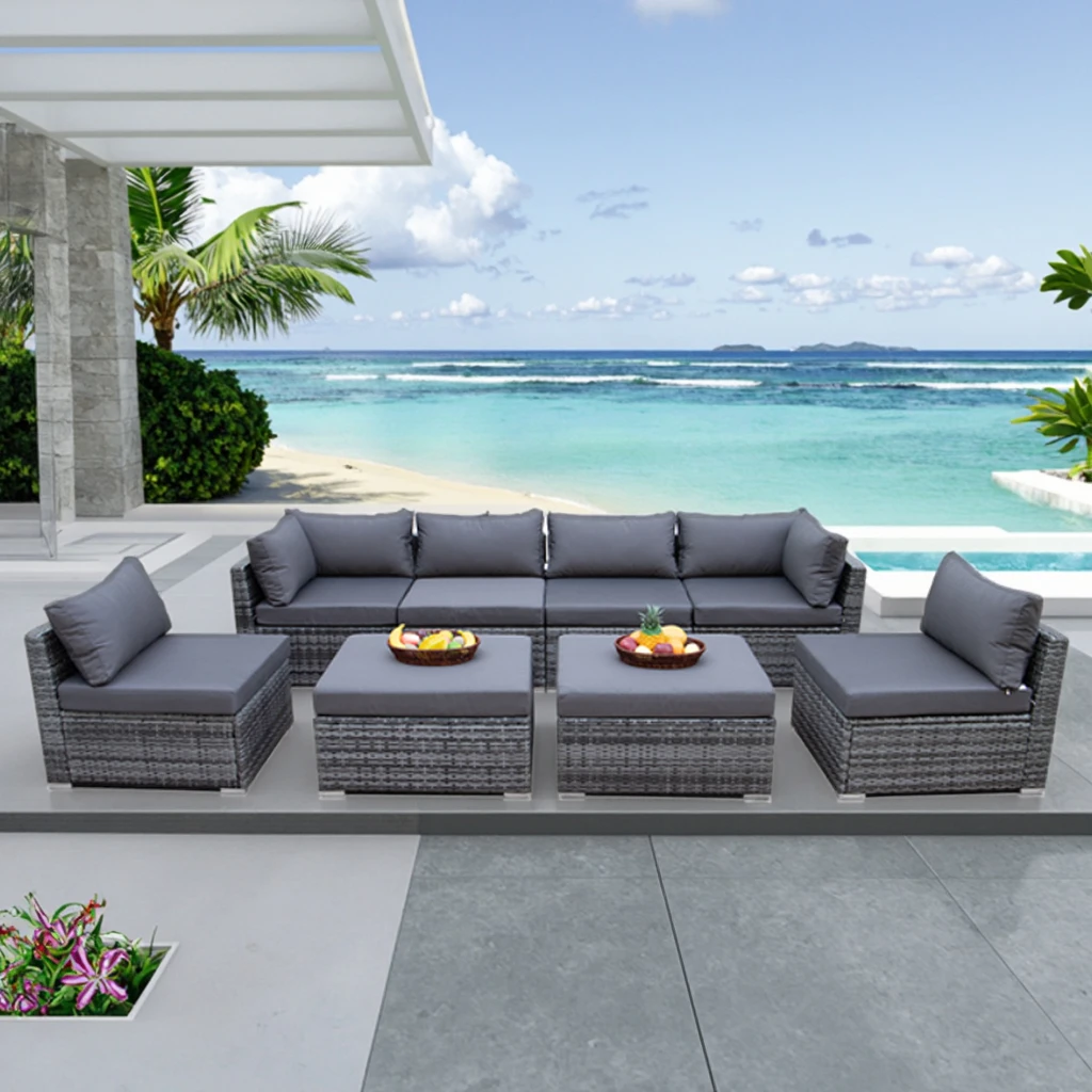 Outdoor Furniture Set With Fire Pit - Современный комплект садовой мебели для патио: