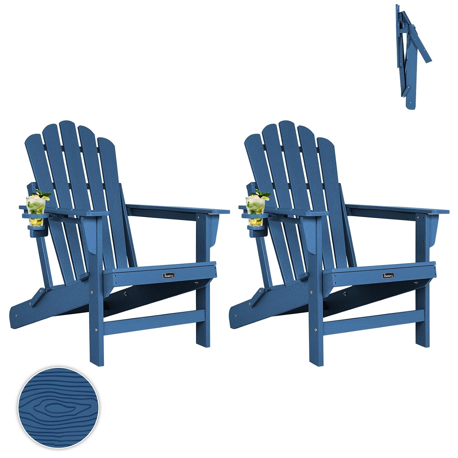 Outdoor Furniture Easy To Clean - Складное кресло-адирондак увеличенного размера, комплект из