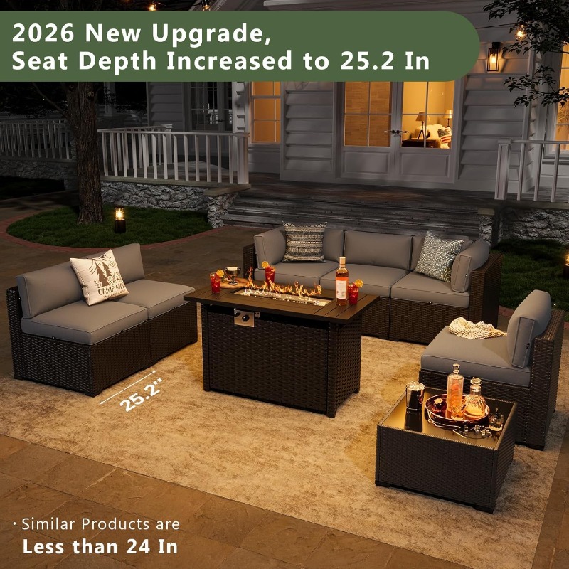 Outdoor Furniture Set With Fire Pit - Набор садовой мебели Aoxun из 8