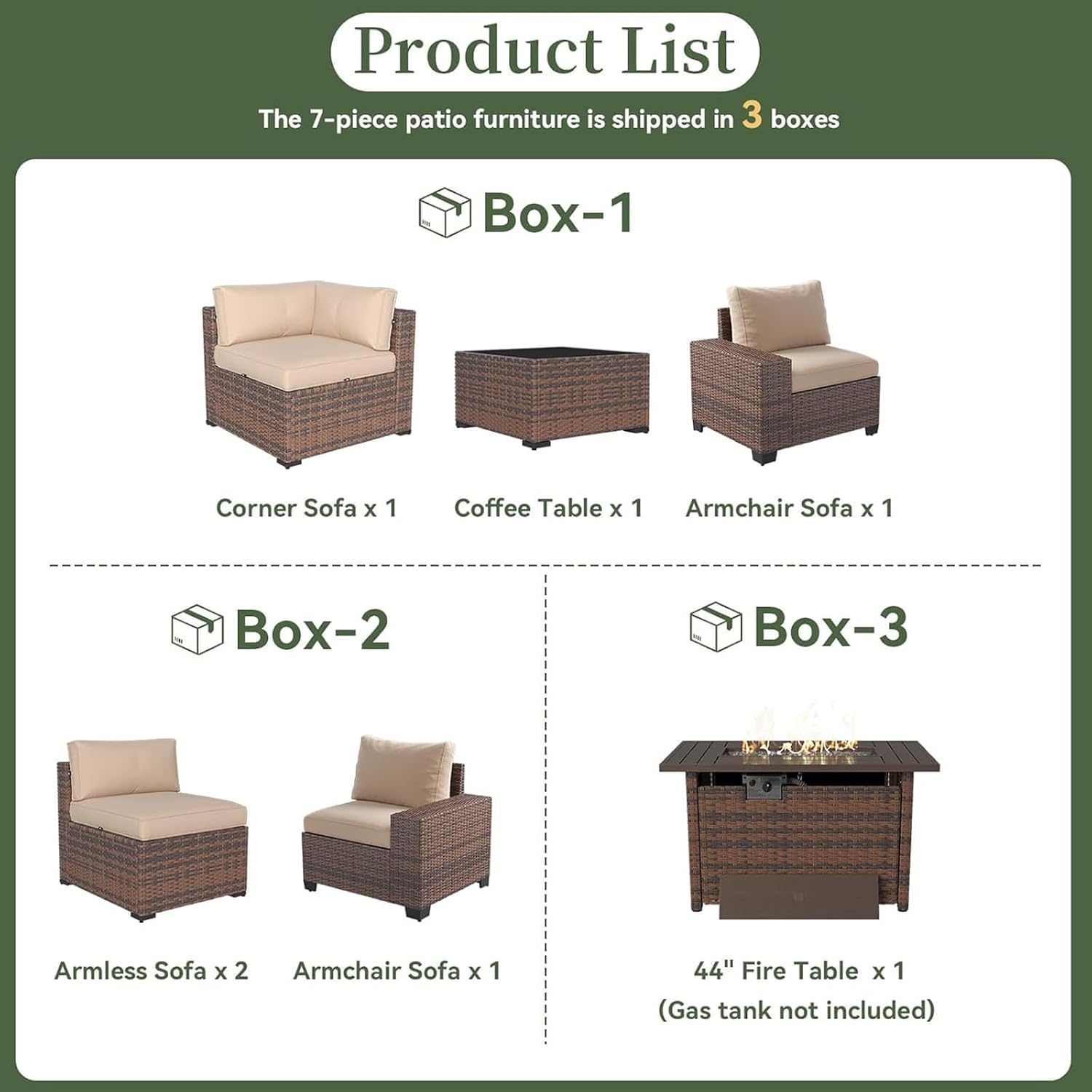 7-местный комплект садовой меб – обзор и цена Outdoor Furniture Set With Fire Pit