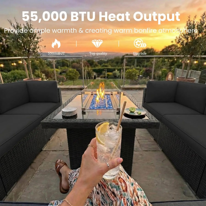 8-местный комплект плетеной ме – обзор и цена Outdoor Furniture Set With Fire Pit