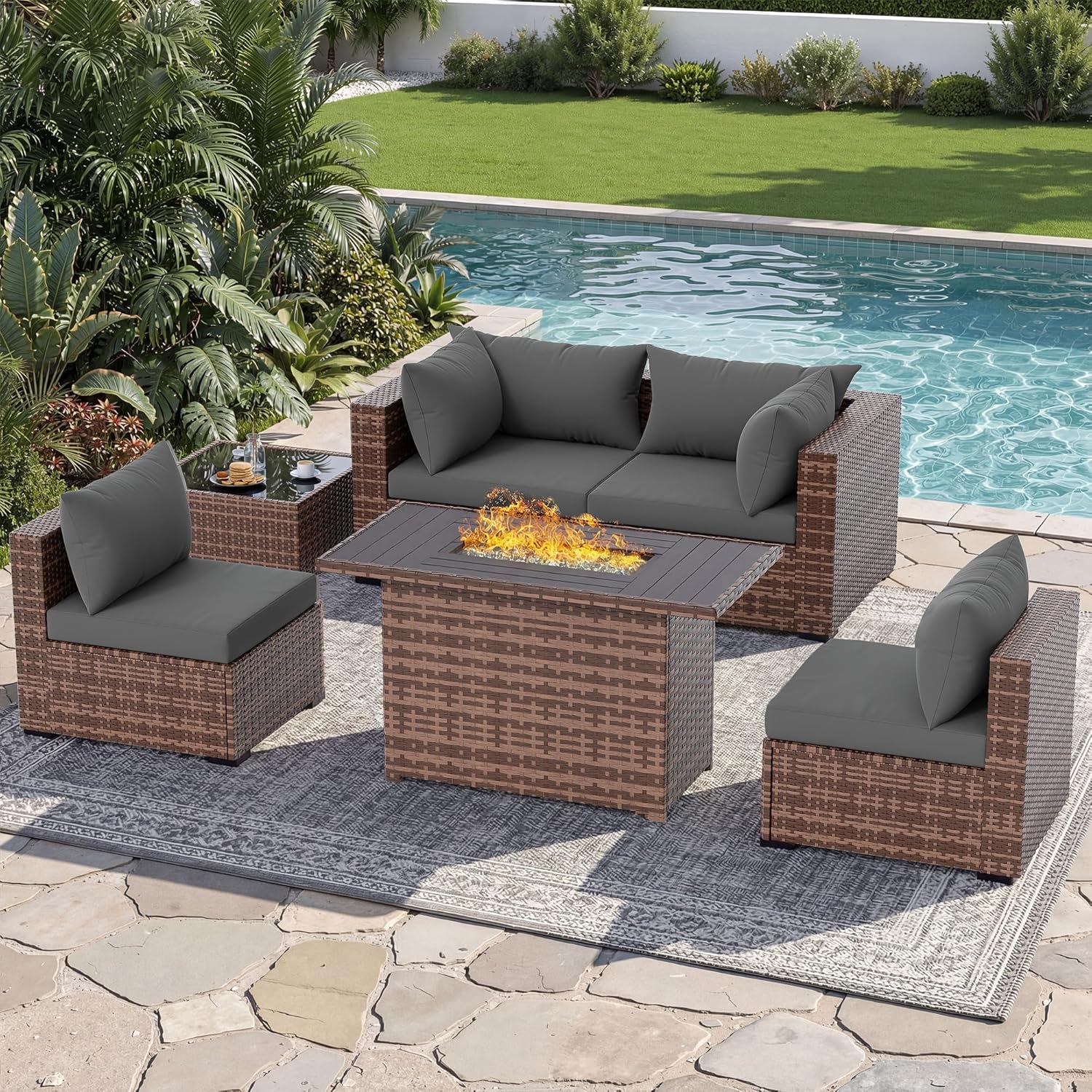 Комплект уличной секционной ме – обзор и цена Outdoor Furniture Set With Fire Pit