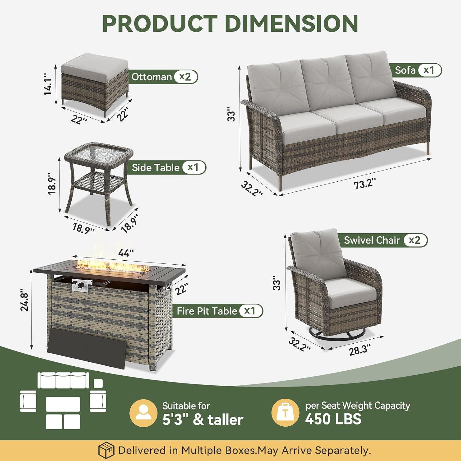 7-местный комплект мебели для  – обзор и цена Outdoor Furniture Set With Fire Pit