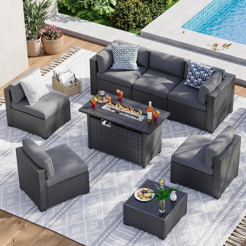Набор садовой мебели Aoxun из  – обзор и цена Outdoor Furniture Set With Fire Pit