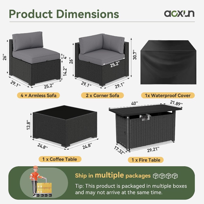 Набор садовой мебели Aoxun из  – обзор и цена Outdoor Furniture Set With Fire Pit