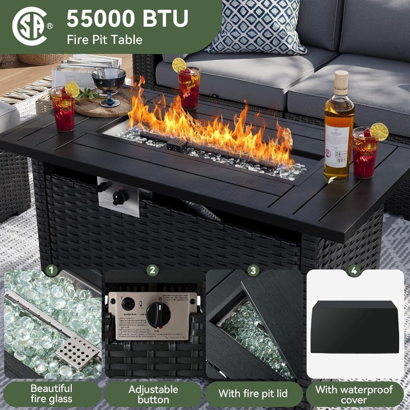 Набор садовой мебели Aoxun из  – обзор и цена Outdoor Furniture Set With Fire Pit